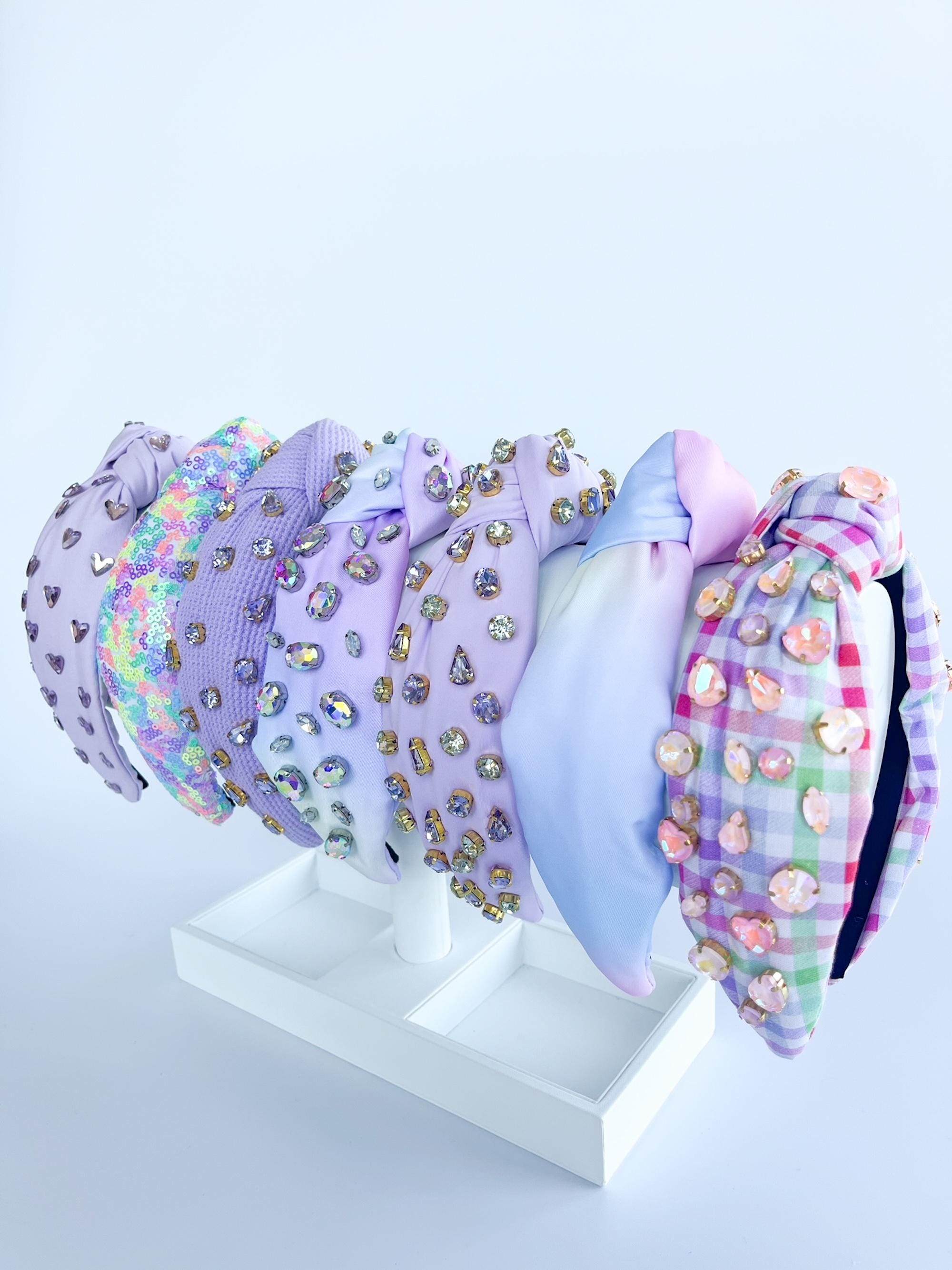 Vacation Headbands, Pastel Headband, Purple Headbands, Summer Headbands, Embellished Headbands, Top Knot Headband, Periwinkle Headband