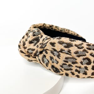Luxury Leopard Headband, Cheetah Headband, Beige Headband, Gold Headband, Winter Headband, Holiday Headband, Jacquard Headband, Christmas
