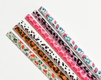9&quot; Leopard Straws, Cheetah Straws, Reusable Straws, Plastic Straws, Bulk Straws, Party Straws, Pink Straws, Iced Coffee Straws