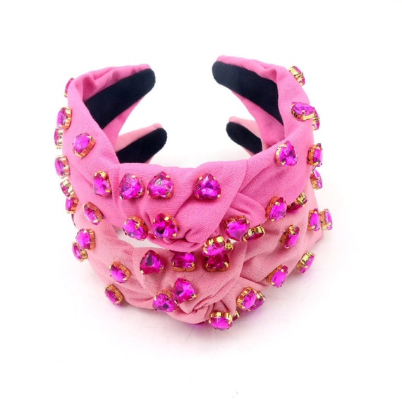 Lele Sadoughi Pink Woven Candy Jeweled Slim Knot Headband Lele Sadoughi Candy-Jeweled Slim Woven Knotted Headband  main image 3