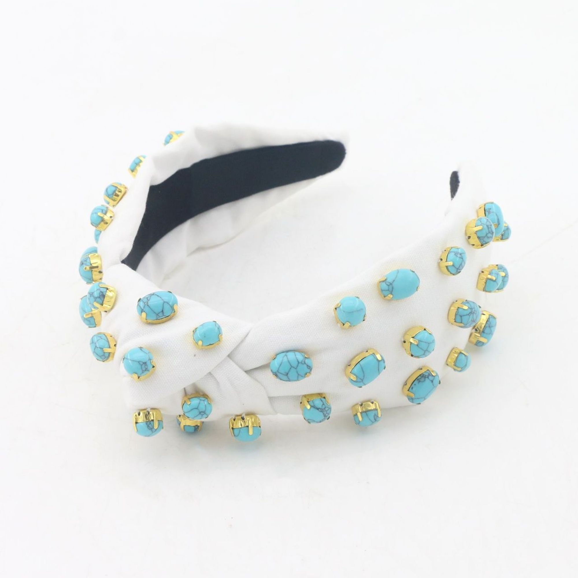 Embellished Top Knot Headband, Turquoise and Pastel, Gem and 