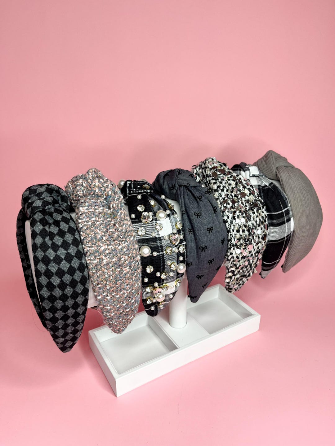 Jeweled Winter Headband, Tweed, Velvet, and Pearl Hair  display picture 1