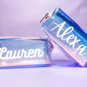 Personalized Holographic Make Up Bags - Perfect for Bachelorette Parties, Sweet 16s, Custom Gifts - Great Personalized Valentine's Day Gift