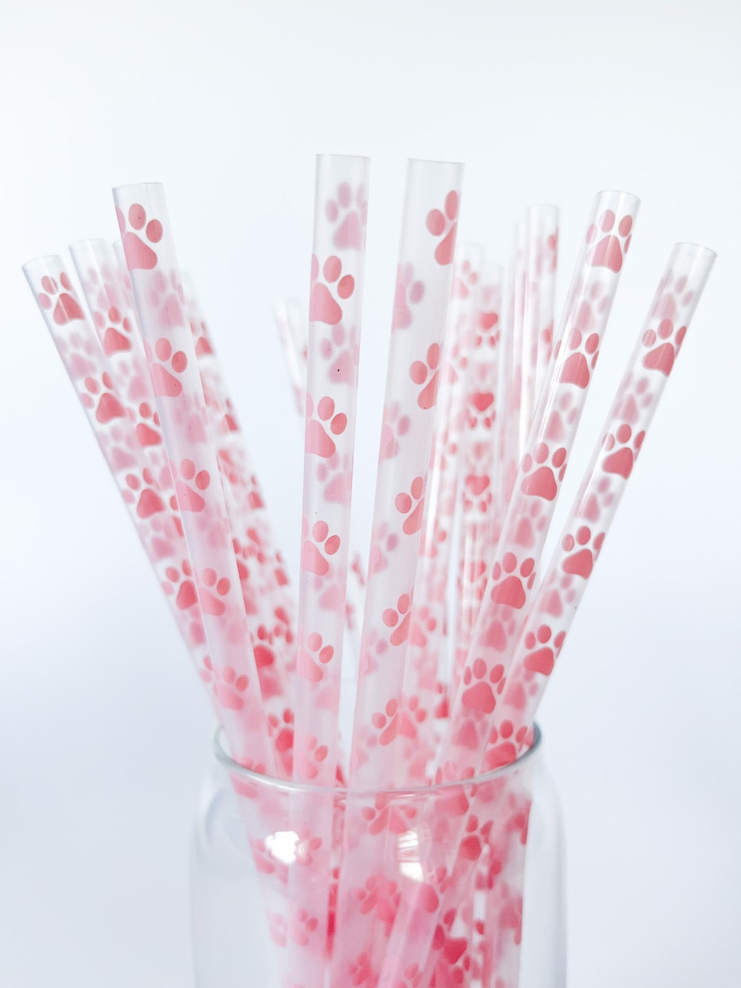 Paw Print Straws Dog Mom Straws Reusable Straws Plastic Etsy