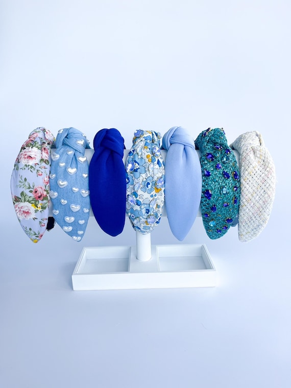 Blue Headbands, Vacation Headbands, Navy Headband, Summer Headbands, Embellished Headbands, Top Knot Headband, Floral Headbands, Royal Blue