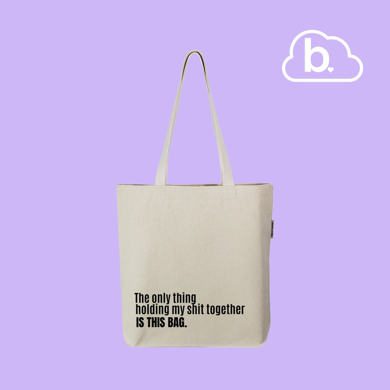 Funny Sarcastic Tote Bag, Organic Cotton Market Bag image 1