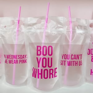 Mean Girls Drink Pouches – Mean Girls Party - Bachelorette Drink Pouches - Mean Girls Birthday Party - Girls Weekend - Bridesmaids Favors