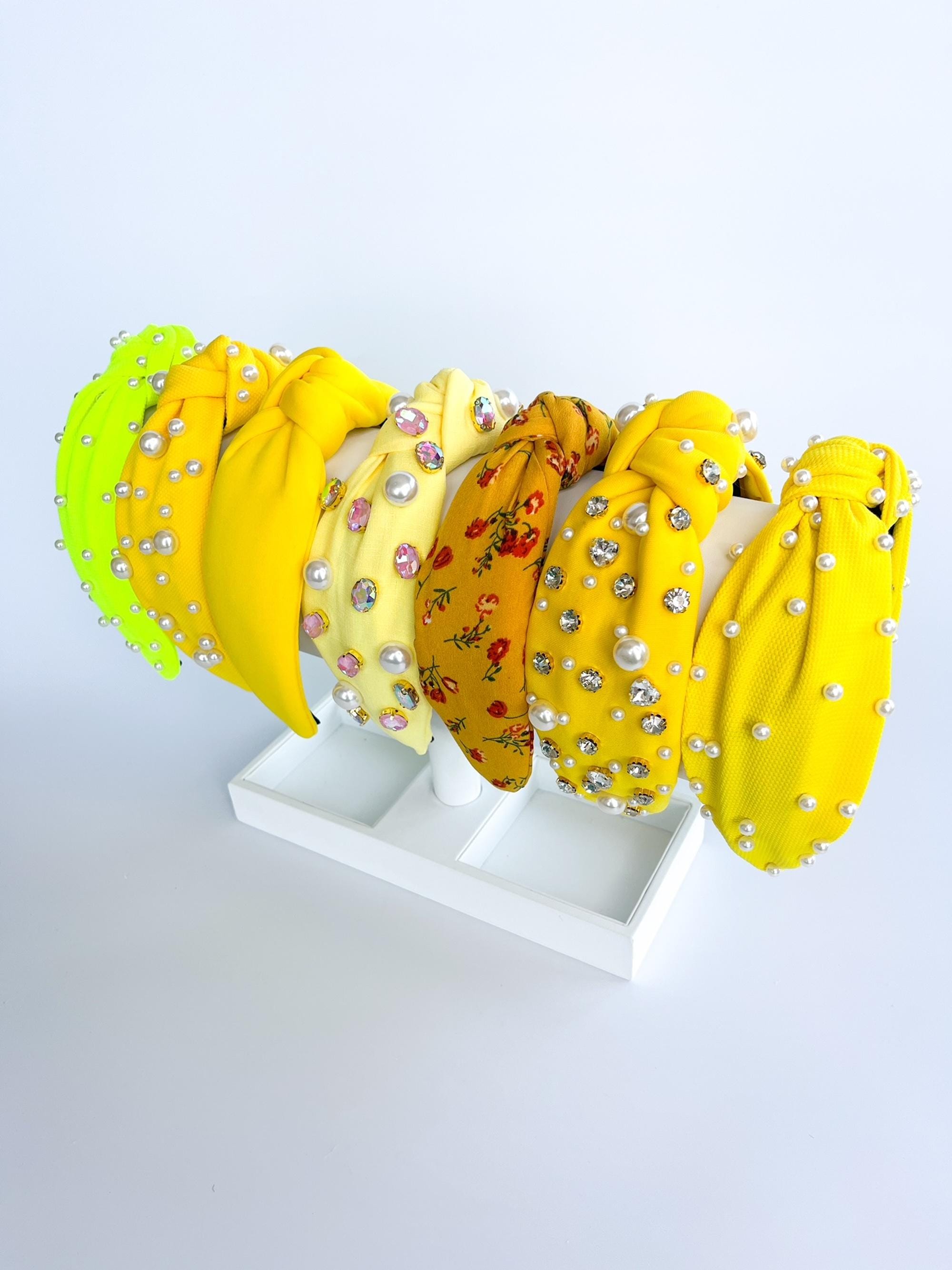 Embellished Yellow Headband with Floral Design Yellow Floral Headband - Etsy main image 2