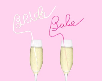 XL Bride & Babe Straws - Bachelorette Party Drink Pouches