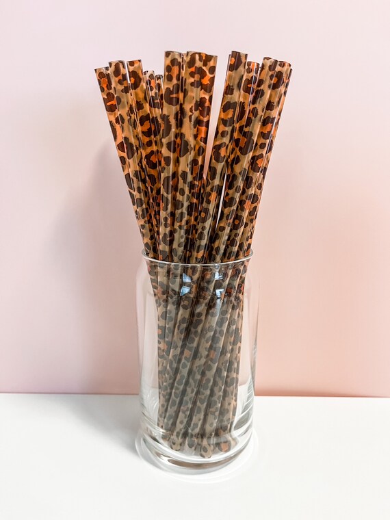 Christmas Leopard Straw, Cheetah Straw, Bulk Straws, Christmas Straws,  Reusable Straws, Plastic Straws, Leopard Straws, Party Straws 