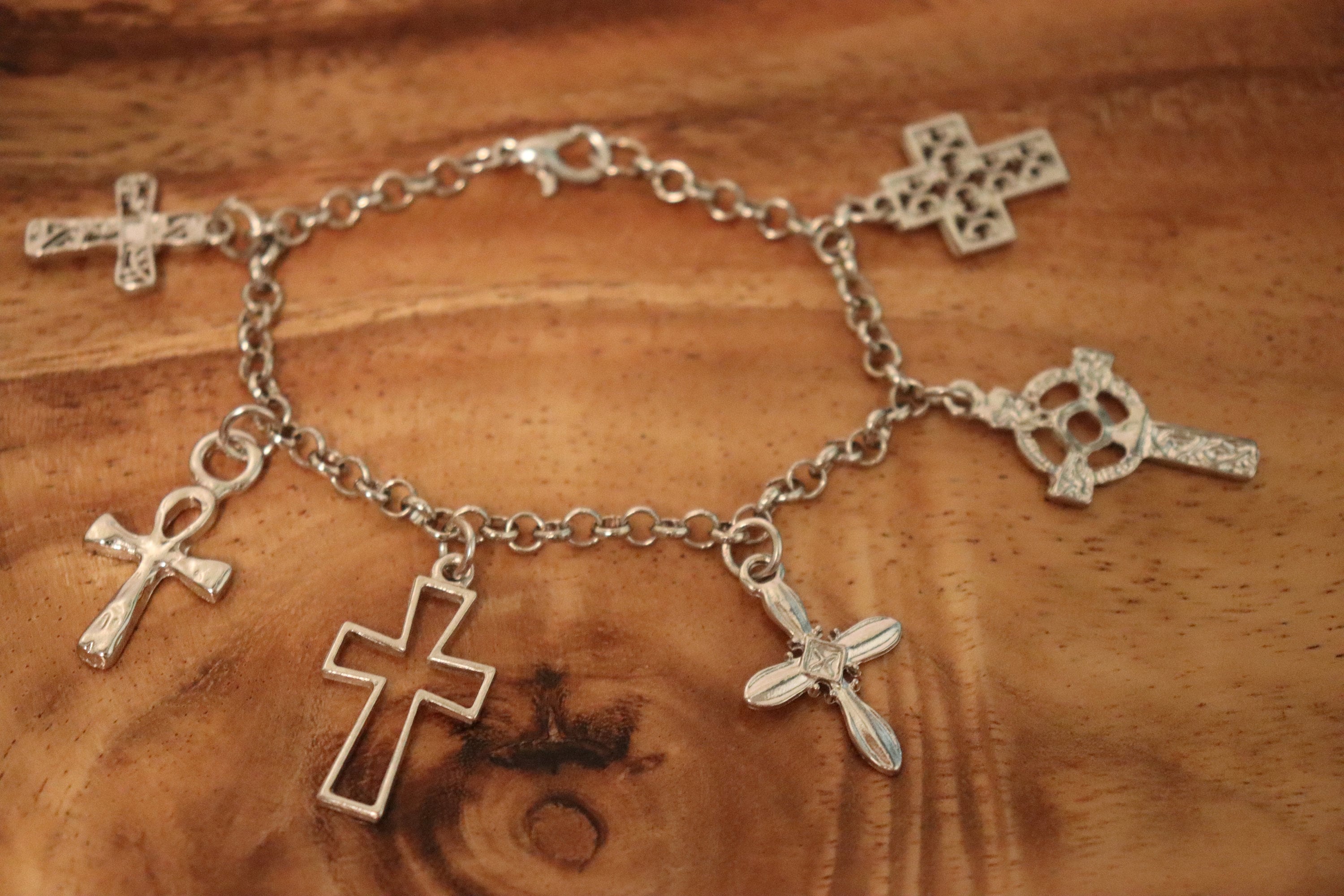 Cross Charm Bracelet 7 inches Etsy