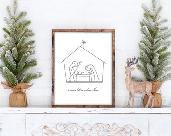 O Come Let Us Adore Him Print, Holiday Print, Holiday Decor, Minimalist Christmas Decor, Printable Christmas Decor, Nativity Scene Printable