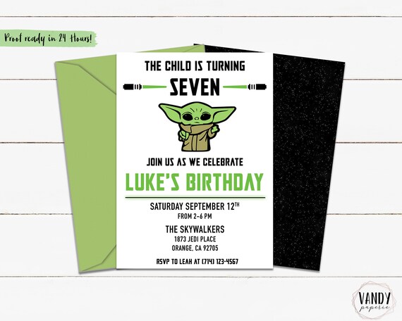 Invitation Danniversaire De Bebe Yoda Invitation Etsy France