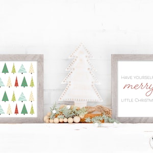 SET OF 2 Christmas Print, Colorful Christmas Trees, Have Yourself a Merry Little Christmas Print, Holiday Print, Printable Christmas Decor