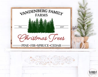 PERSONALIZED Christmas Tree Farm Sign, Printable Custom Christmas Sign, Christmas Decor, Christmas Wall Art, Family Christmas Sign