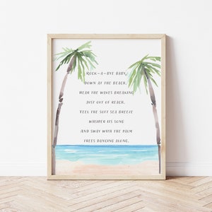 Rock-a-bye Baby at the Beach Sign, Nursery Printables, Beach Nursery Sign, Ocean Nursery Decor, Baby Room Decor, Nursery Sign, Nursery Decor