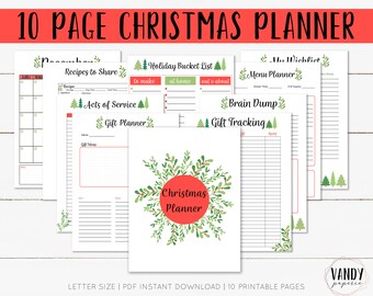 Christmas Planner - Holiday Planner, Printable Gift Tracker, Christmas Planning Pages, Gift Planner, Holiday Organizer, Instant Download