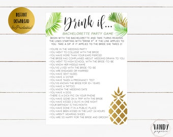 Drink If Bachelorette Game, Tropical Theme Bachelorette Party Game, Bachelorette Party Game Printable, Hen Party Game, Instant Download