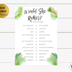 DIRTY Would She Rather, Tropical Themed Bachelorette Games, Bachelorette Games, Bachelorette Party Games Printable, Games Printable