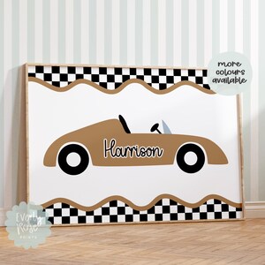 Personalised, Race Car Prints, Vehicle Print, Racing Car, Boys Bedroom Prints, Vintage Race Car, Playroom Prints, Boys Gifts, Boys Bedroom