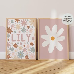 Personalised, floral decor, flower child, wildflower, Scandi style, spring flowers, nursery decor, Scandi nursery, girls room, kids prints