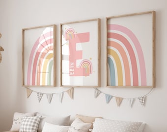Multiple Colours, Set Of 3, Personalised, Rainbow Prints, Playroom Prints, Nursery, Kids Prints, Fun Wall Art, Playroom Rules, Bright Colour