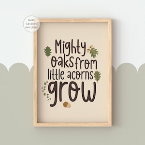 Woodland Print, Nursery Prints, Forest Decor, Woodland Nursery, Neutral Decor, Playroom, Woodland Animals, Mighty Oaks Quote, Animals