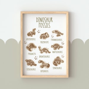 Personalised, Educational prints, dinosaur footprints, dinosaur fossils, dinosaur bedroom, children's prints, wall art, dino theme, neutral