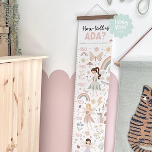 Personalised, Canvas Height Chart, Growth Chart, Pink Fairies, Kids Decor, Nursery Decor, Girls Wall Decor, Fairy Decor, Playroom, Magical