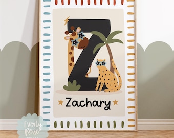 Personalised, Cool Animal Print, Safari Animal  Sunglasses, Children's Prints, Safari Nursery, Cool Animal Posters, Playroom, Kids Bedroom