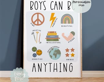 Educational prints, Boys Prints, Boys can do anything, Prints, Playroom Prints, Feminism, Nursery Decor, Neutral Decor, Educational prints