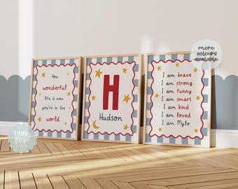 Set of 3 Kids Prints, Toddler Boys Room Wall Art, Positive Affirmation Decor