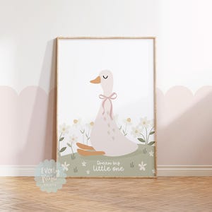Personalised, Girls Nursery Prints, Vintage Style, Girls Bedroom, Gingham Prints, Personalised Prints, Boho, Wildflower Prints, Goose Decor