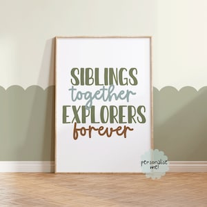Sibling Adventure Print, Woodland Print, Woodland Nursery, Forest,Kids Wall Art, Explorer, Discover, Brothers, Siblings, Best Friends, Wild