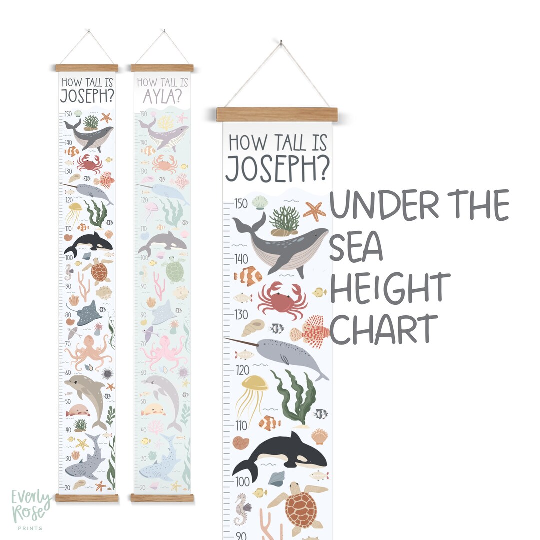 Personalised, Children's Height Chart, Growth Chart, Ocean Nursery