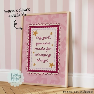 You Were Made For Amazing Things Print, Typography Print, Pink Nursery Decor, Wall Art, Toddler Boys Room, Girls Quote Print, Nursery Print