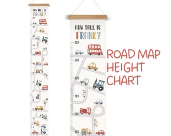 Personalised, Canvas Height Chart, Growth Chart,Scandi, Trandsport Decor, Kids Decor, Nursery Decor, Boho, Vehicles Nursery, Playroom, Ruler