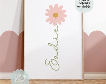 Personalised wild flower print, girls wildflower prints, she’s a wildflower, flower prints, nursery decor, floral decor, childrens prints