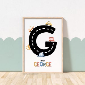 SINGLE Personalised CAR Prints, Personalised prints, Transport  Prints, Boys Print, Nursery Prints, Kids Bedroom, Scandi Style, Vehicles