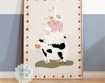 Farm Animals, Kids Wall Art, Toddler Boy Bedroom Prints, Farm Theme Decor, Farm Nursery