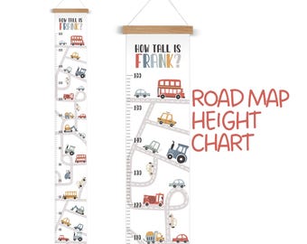 Personalised, Canvas Height Chart, Growth Chart,Scandi, Trandsport Decor, Kids Decor, Nursery Decor, Boho, Vehicles Nursery, Playroom, Ruler