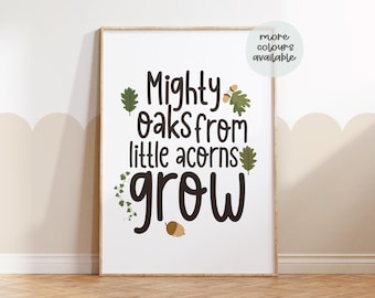 Woodland Print, Nursery Prints, Forest Decor, Woodland Nursery, Neutral Decor, Playroom, Woodland Animals, Mighty Oaks Quote, Animals