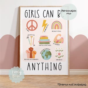 Educational Prints, Strong Women, Girls Can Do Anything, Prints, Playroom Prints, Feminism, Nursery Decor, Neutral Decor, Female Empowerment