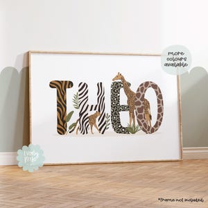 SAFARI NAME Print, Wild One, Safari Prints, Animal Print, Nursery Print, Kids Bedroom, Safari Jungle Style, Boho Style, Personalised Safari