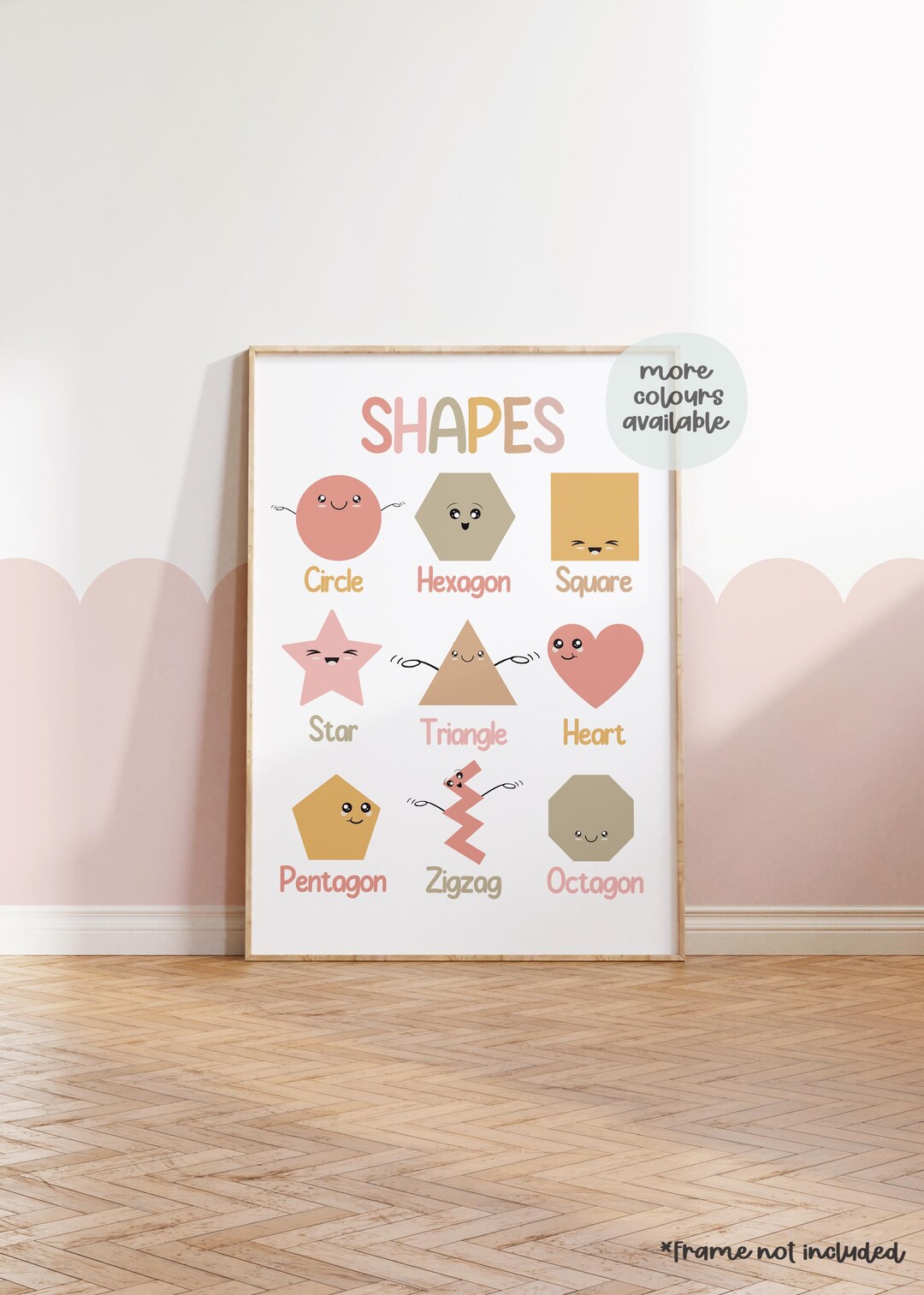 Educational, Playroom Prints, Shapes, Smiley Shapes, Colourful Playroom ...
