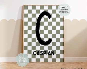 Personalised Name Print, Custom Text, Cool Kids, Check Pattern,  Boys Prints, Girls Prints, Kids Bedroom, Retro Scandi Style, Cool Kid Print