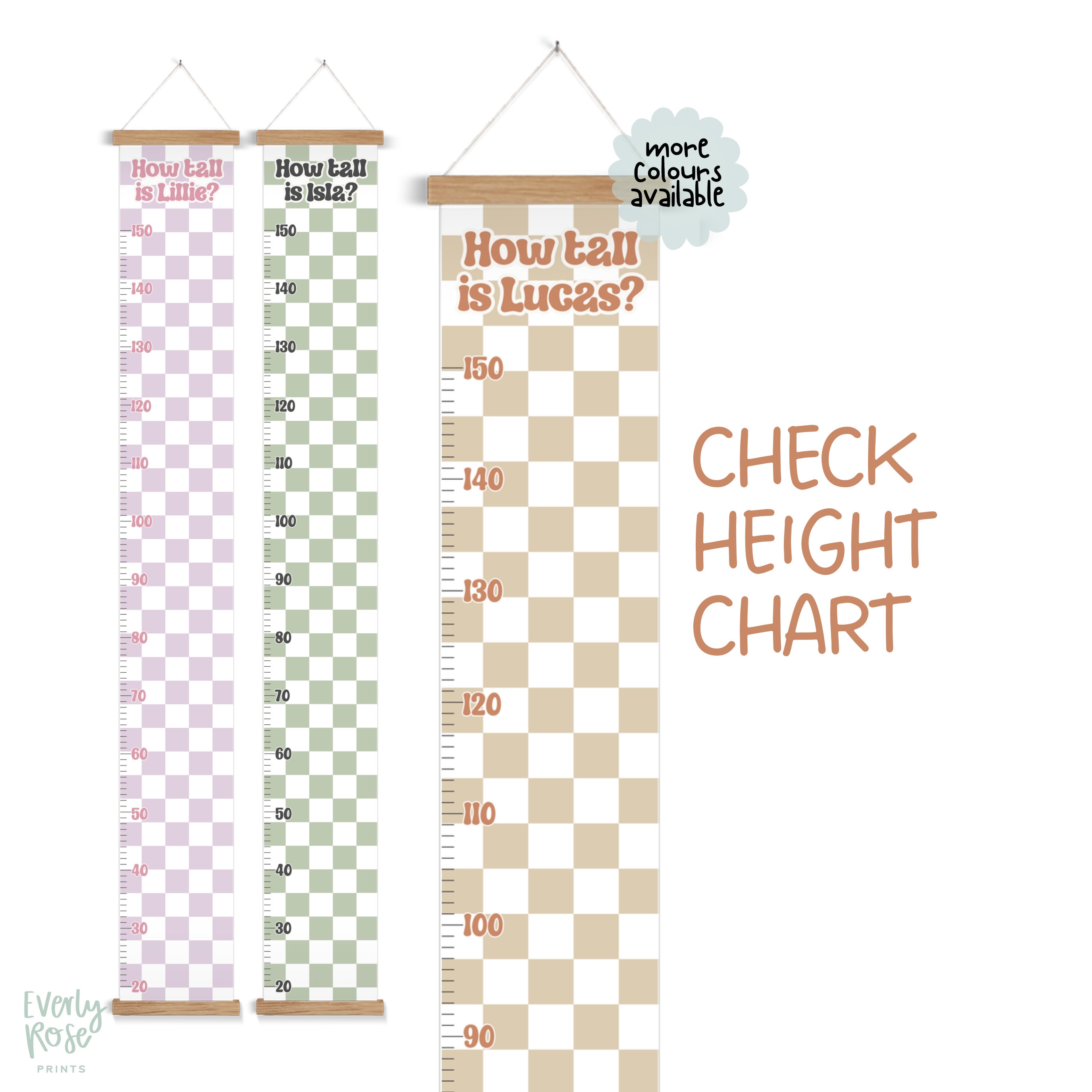 Personalised, Canvas Height Chart, Growth Chart,Scandi, Checkerboard, Decor, Kids Decor, Nursery Decor, Cool Kid, Nursery, Playroom, Ruler