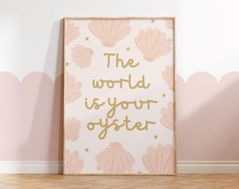 Mermaid Print, Positive Quote Prints, Prints, Playroom Prints, Girls Bedroom, Nursery Decor, Neutral Decor, Pink And Gold Print, Shell Print