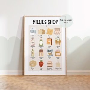 Personalised, Shop Print, Imaginative Play, Montessori Art, Scandi, Playroom Prints, Educational, Role Play, Play Kitchen Accessories, Print
