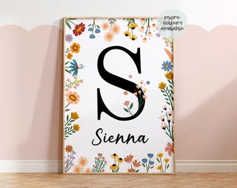 Personalised wild flower print, girls wildflower prints, she’s a wildflower, flower prints, nursery decor, floral decor, childrens prints